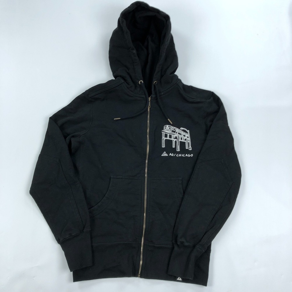 American Giant Chicago L Train Zip Up Hoodie Black Mens Small Made in USA